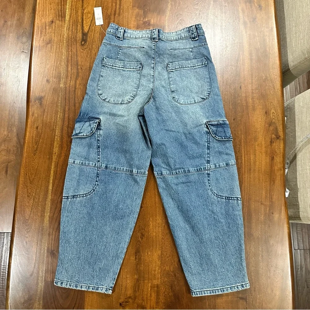 New! Pilcro Anthropologie Mid-Rise Slouchy Utility Bow Jeans Barrel Size 27